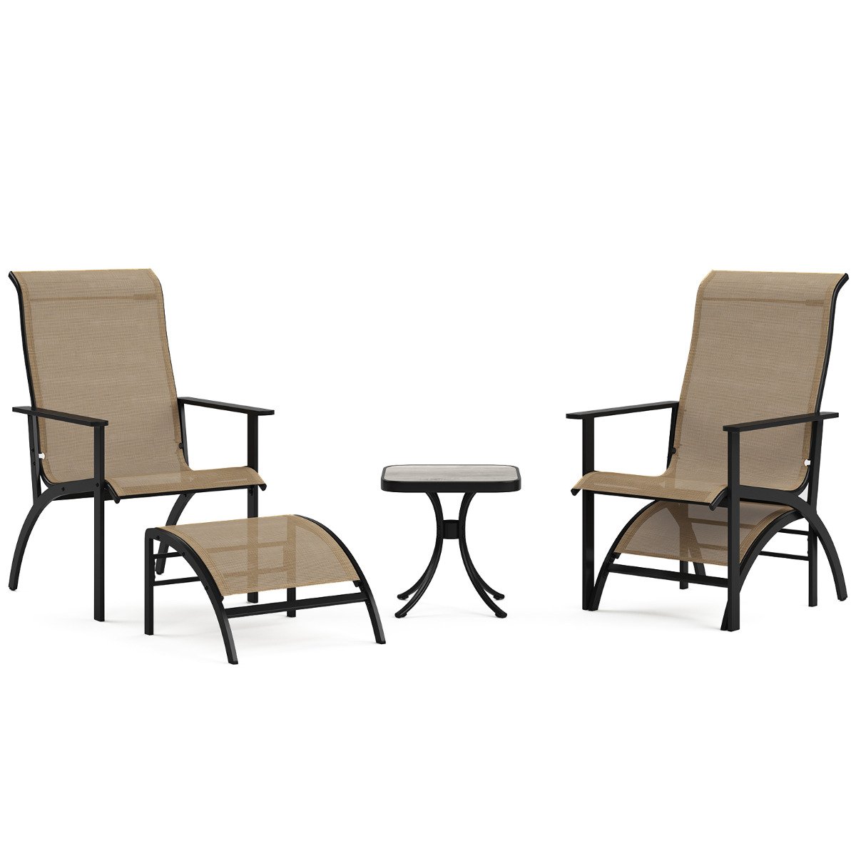 5 Pieces Adirondack Chair Set with Ottomans and Side Table-Coffee