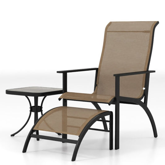 5 Pieces Adirondack Chair Set with Ottomans and Side Table-Coffee