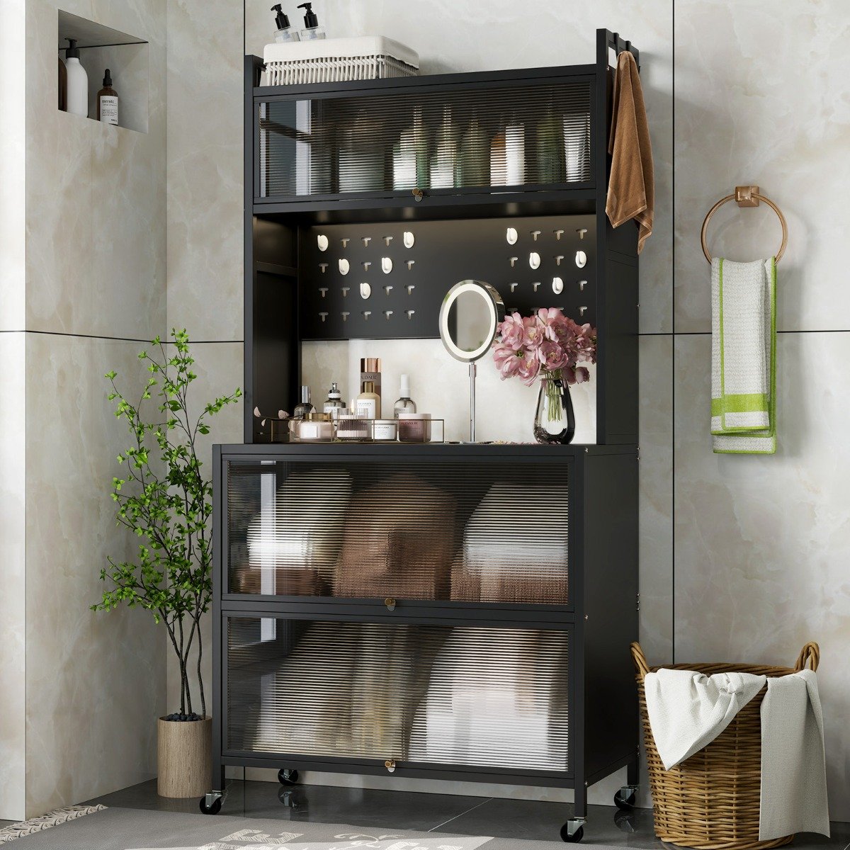 5 Tier Kitchen Bakers Rack Multifunctional Microwave Stand-White