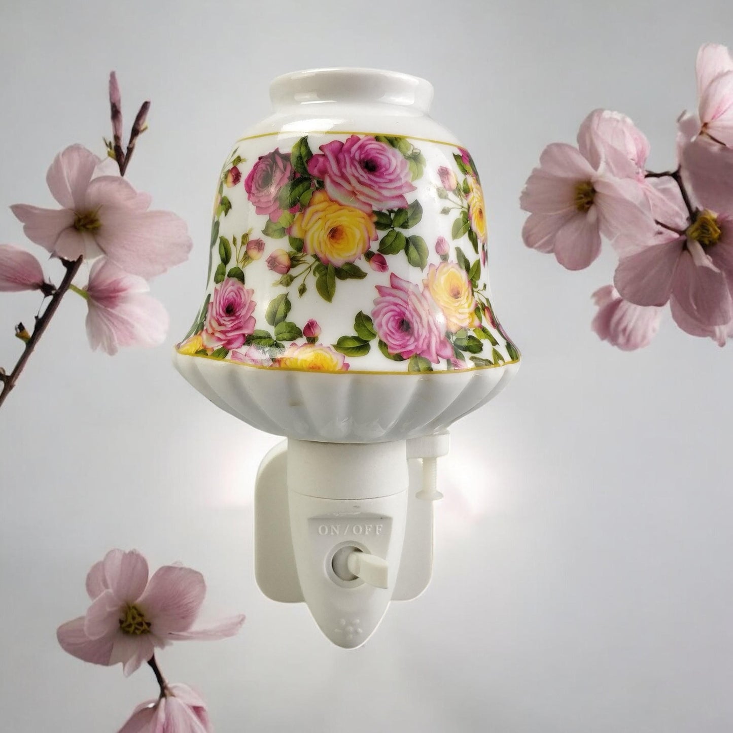 8 INCH FLORAL LED NIGHTLIGHT PINK & ORANGE