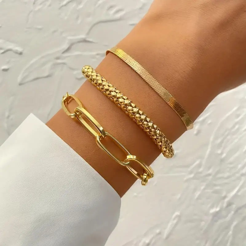 Snake Bone Chain Multi-layer Bracelet Creative Retro 3-piece Set