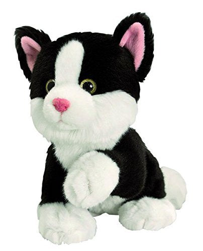 Keel Toys 25cm Posing Sparkle Eye Cat Kitten (Black/White (Sitting with Paw))