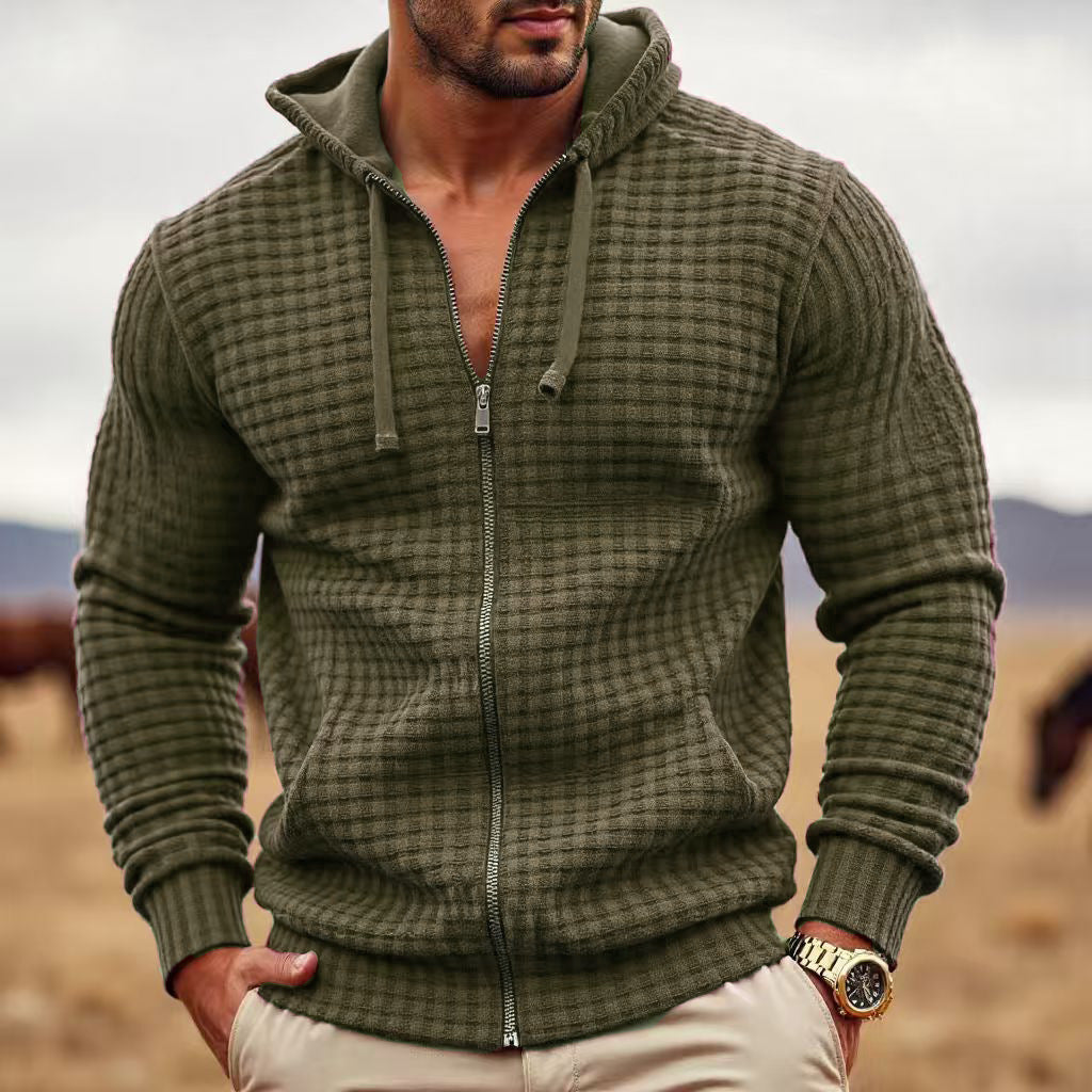Premium Men's Contrast Zipper Sweatshirt - Casual Fleece Jacket