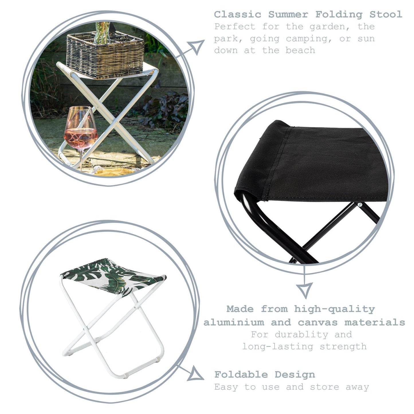 Grey Classic Folding Stool