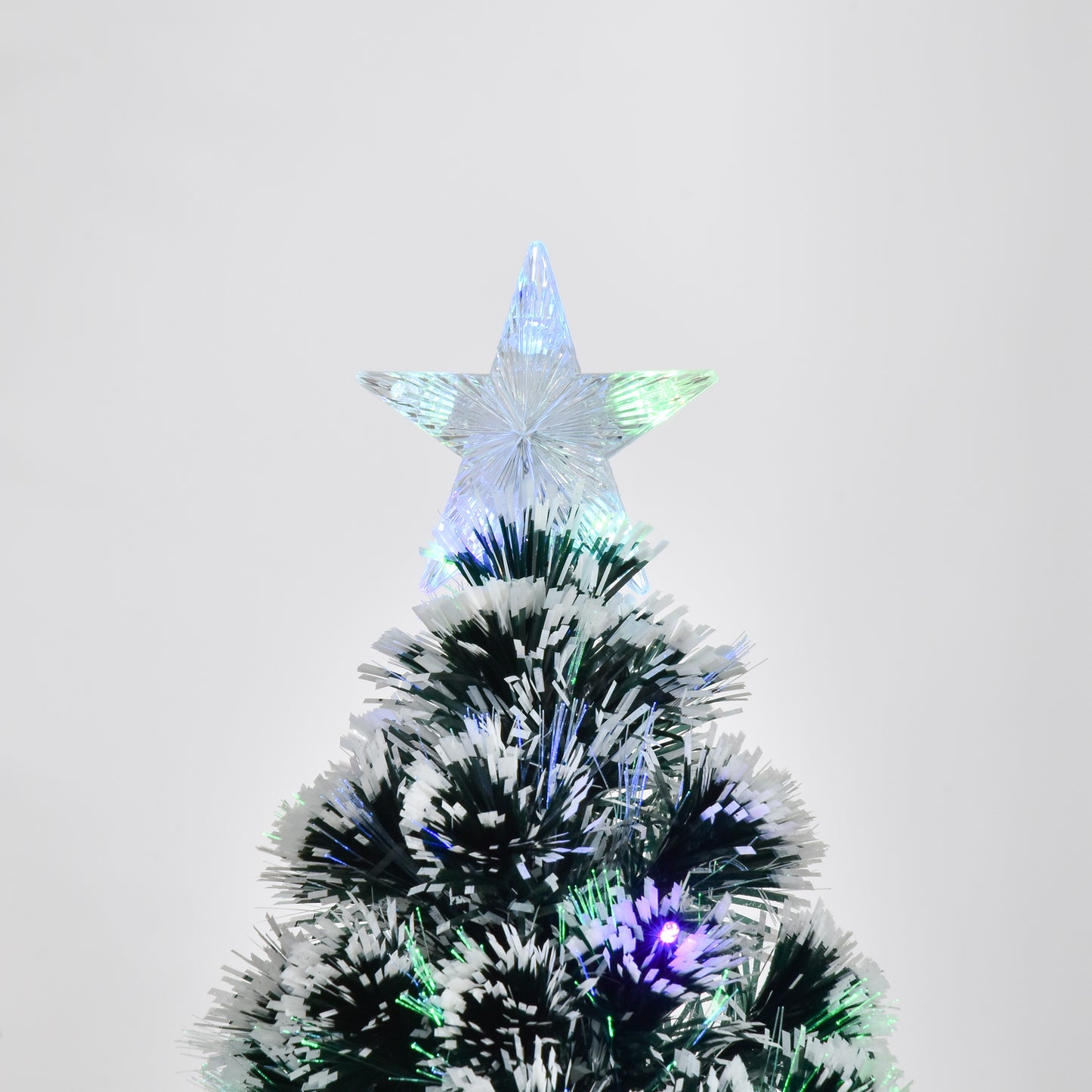 4ft Artificial Prelit Christmas Tree Snow Tree LED Fiber Optics Green White