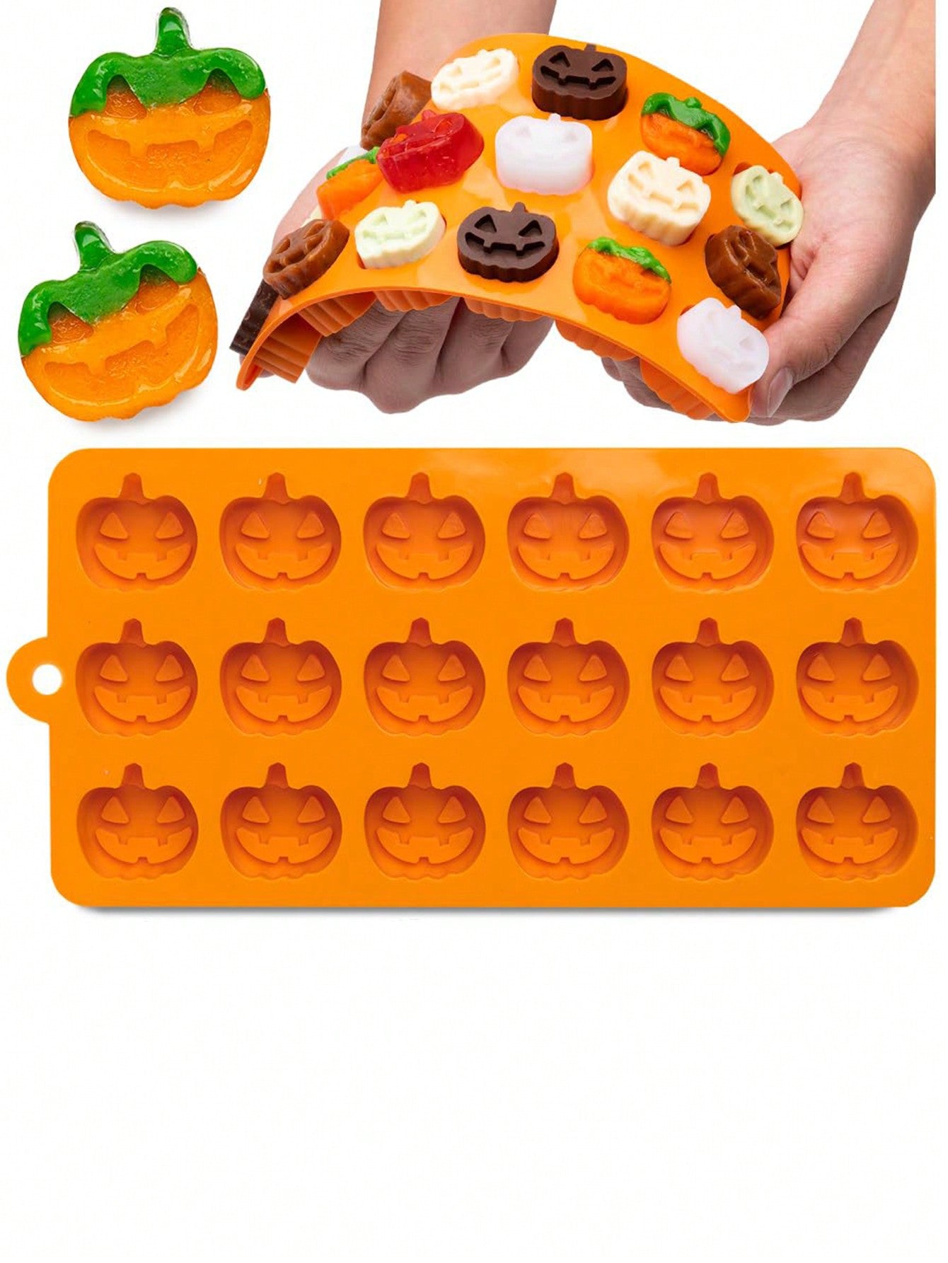 1Pc Mini Funny Pumpkin Silicone Chocolate Mold Orange Pumpkin Shape Halloween Mold for Gummy Cake Candy Jelly