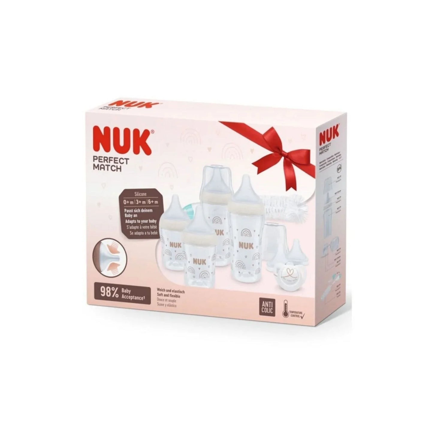 NUK Anti-Colic Perfect Match Starter Set Pack of 7 - Rainbow
