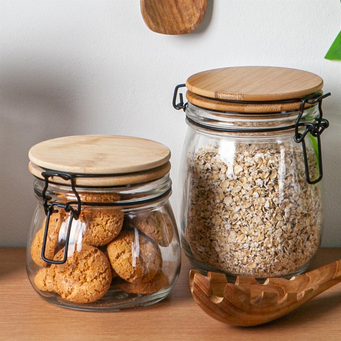 750ml Air tight Glass Storage Jar with Wooden Clip Lid