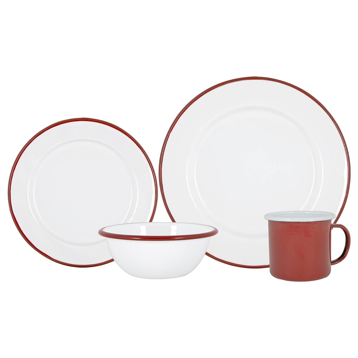 16pc White Enamel Dinner Set