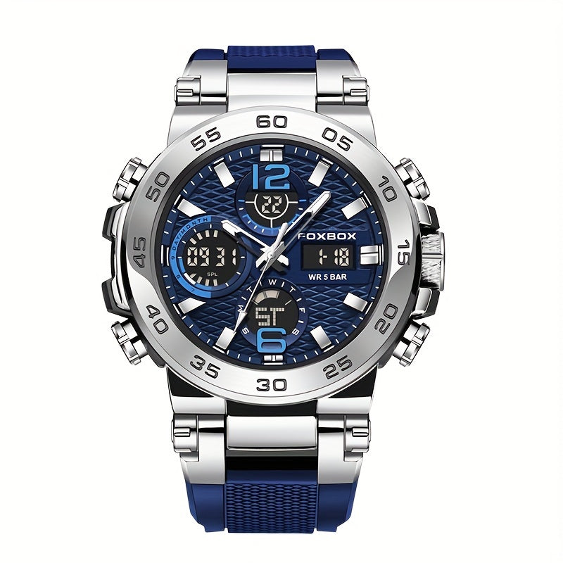 Men's Dual Display Digital Military Quartz Watch Featuring an Alarm Clock, Chronograph, And Multifunctional Luminous Capabilities