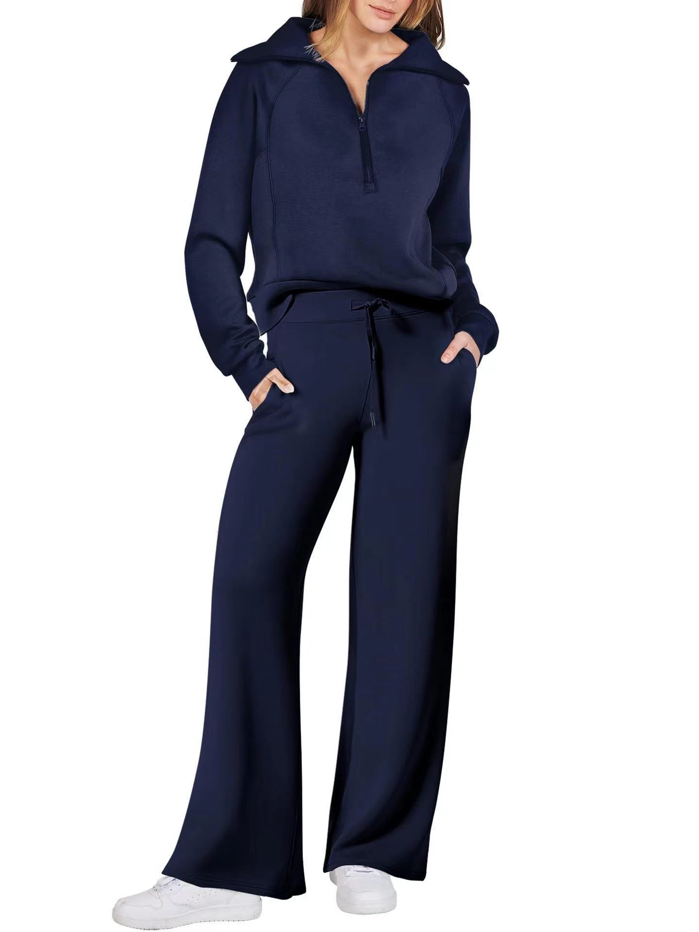 Europe And America Foreign Trade Autumn And Winter Fashion Casual Sport Two-piece Set For Women
