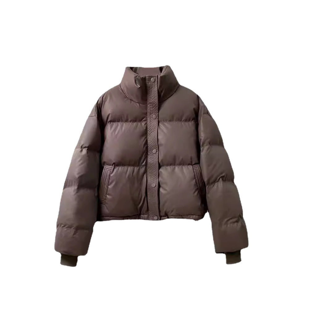 Premium PU Leather Padded Jacket - Women's Short Thickened Winter Coat