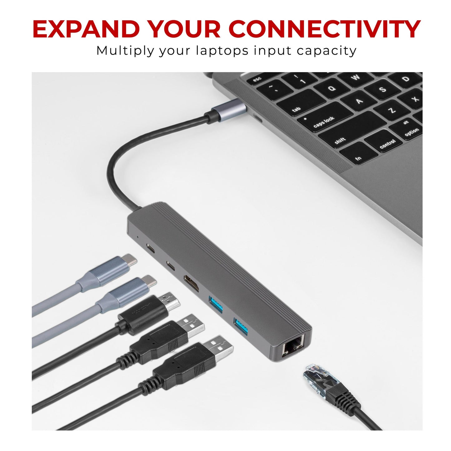 Maplin USB-C Multiport Hub 2x USB-A 3.0 / HDMI / 2x USB-C 100W / Gigabit RJ45