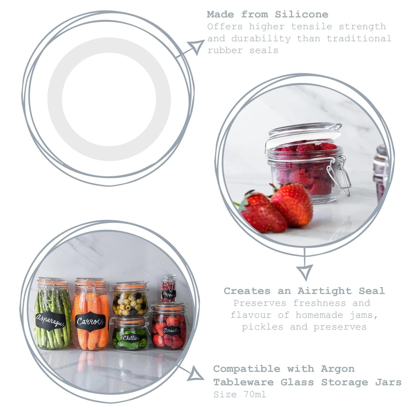 Small Glass Storage Jar Seals - Pack of Six
