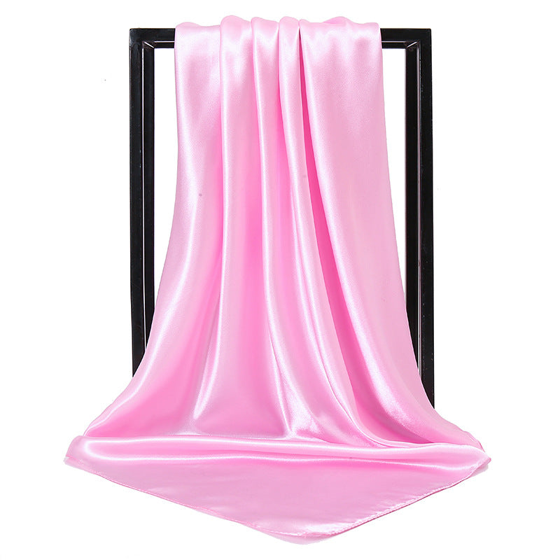 Ladies' Solid Colour Silk Satin Square Scarf, 90/90cm Headscarf, Flight Attendants' Neckerchiefs