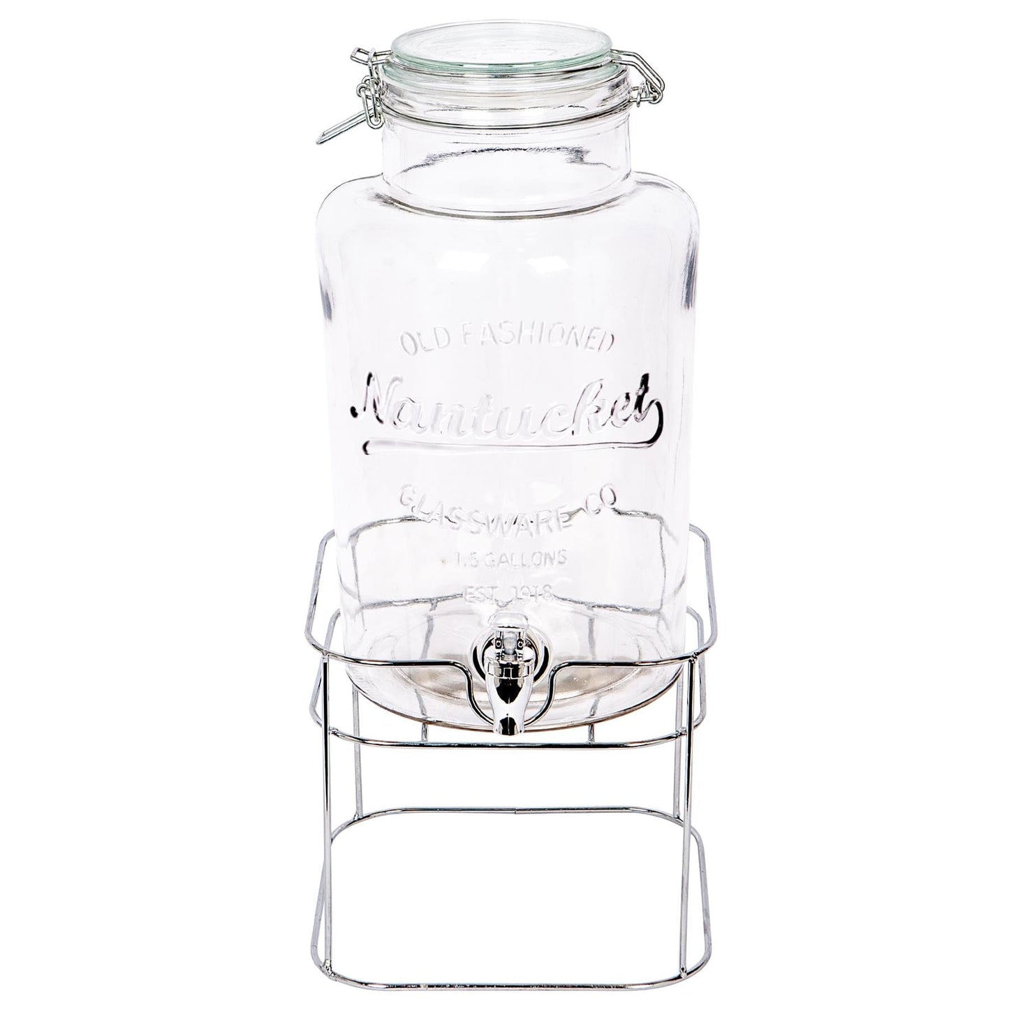 6.5L Glass Drinks Dispenser with Tap & Chrome Stand