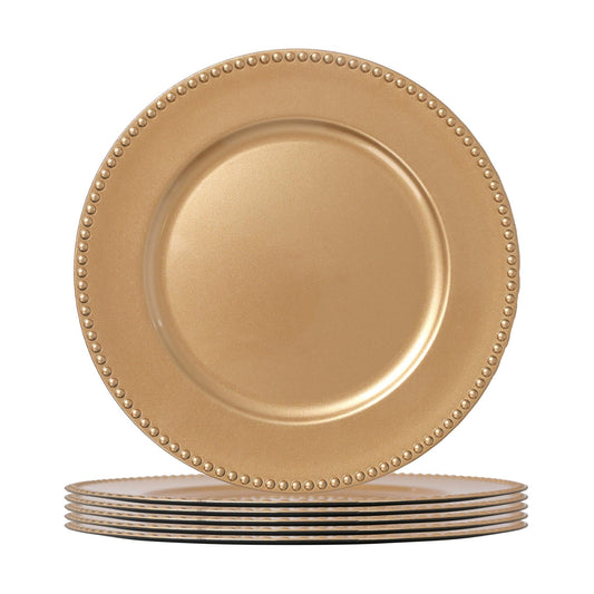 Round Beaded Charger Plates - 33cm - Pack of 6