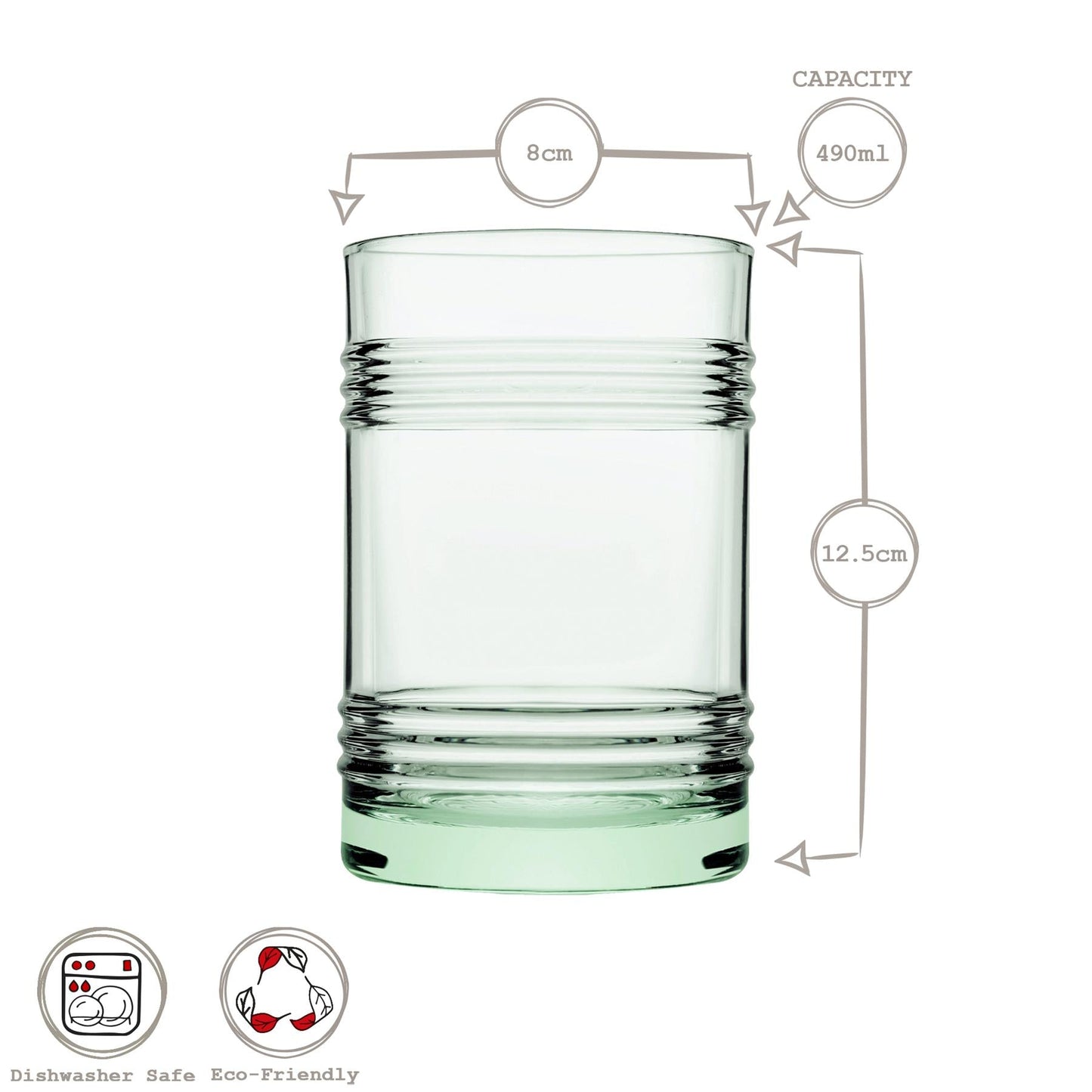 490ml Aware Tincan Recycled Highball Glasses - Green - Pack of Four