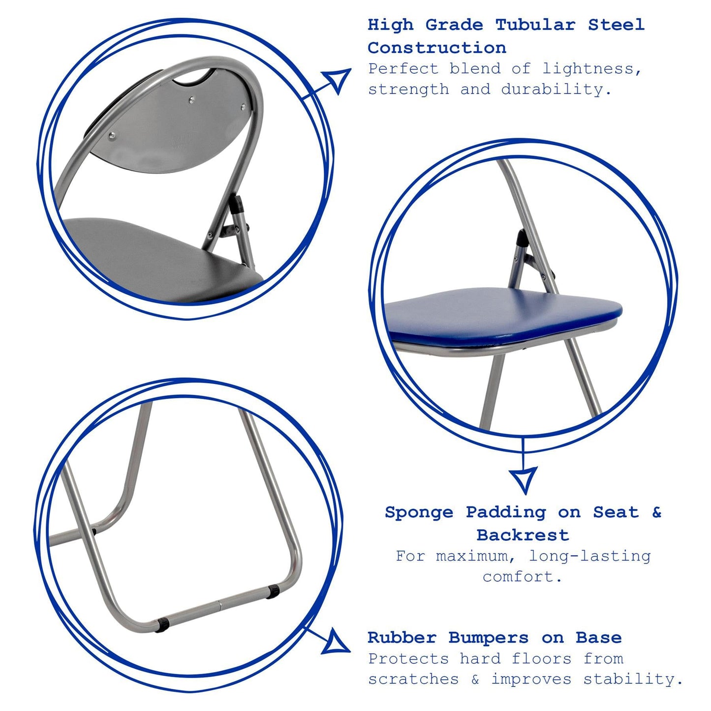 Blue Curved Padded Folding Chair - Pack of Six