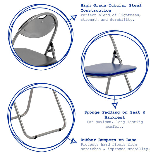 Blue Curved Padded Folding Chair - Pack of Six