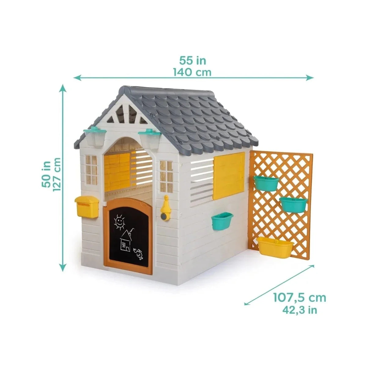 Dolu Deluxe Garden Playhouse with Fence – White