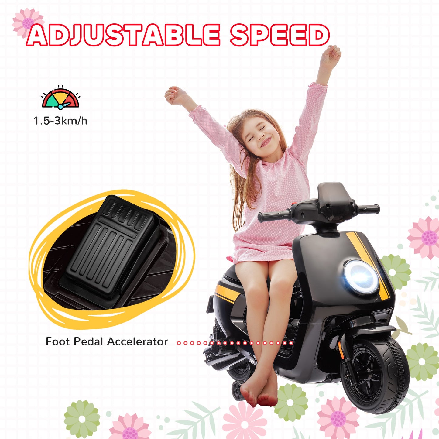 AIYAPLAY 6V Kids Electric Motorbike with Headlight and Music