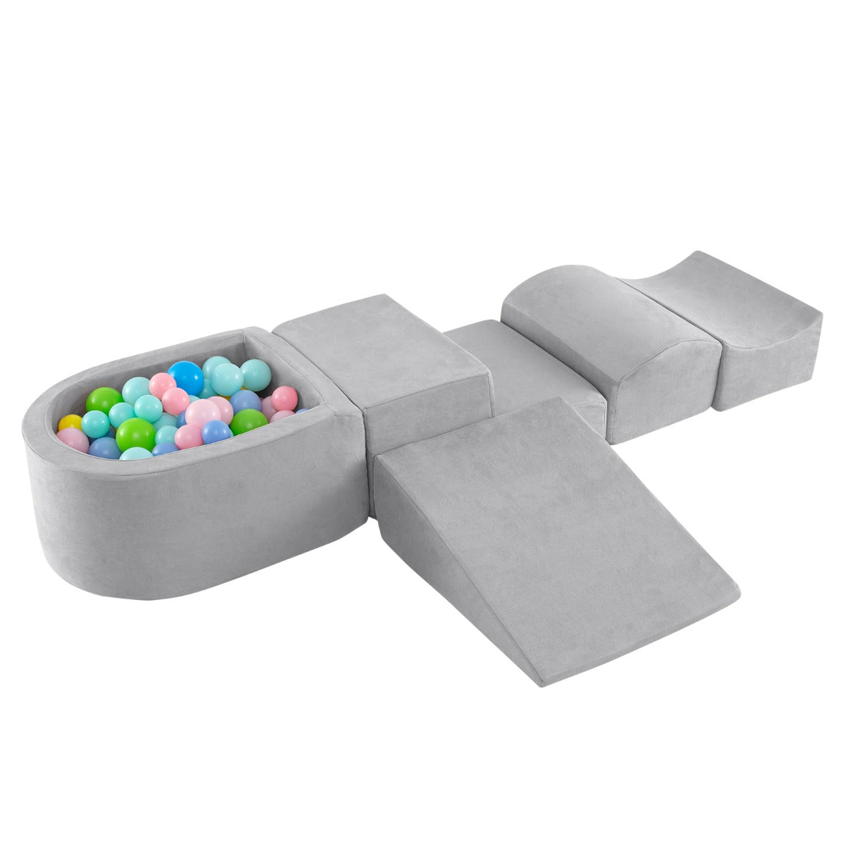 5-Piece Climb and Crawl Playset with Ball Pit for Kids-Beige