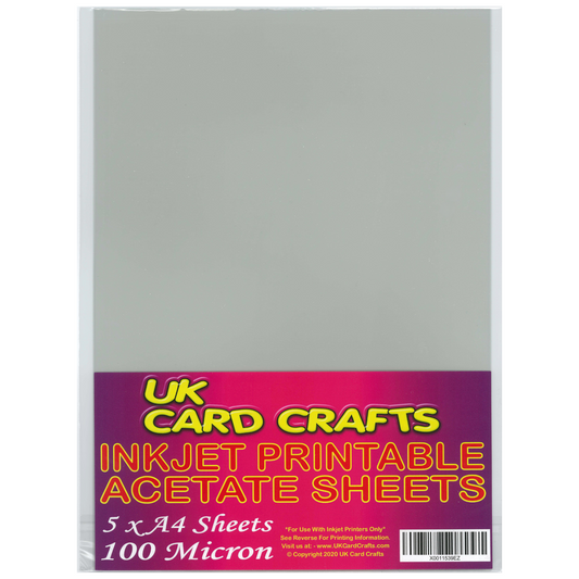 5 x A4 Inkjet Printable Acetate Sheets – Clear Film for Crafts & Card Making