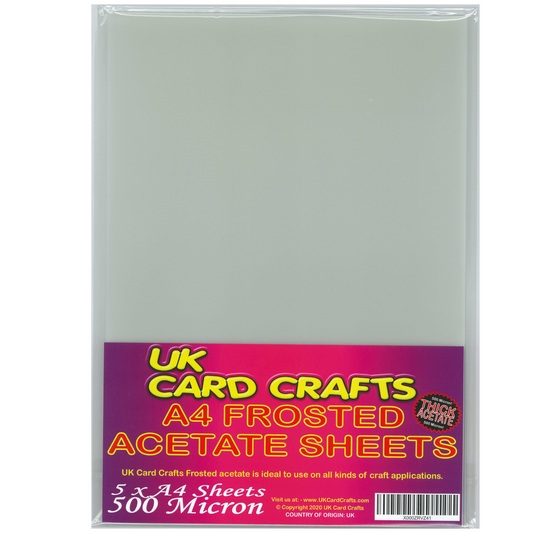 5 x A4 Frosted Acetate Sheets – 300 Micron Semi-Transparent Film for Crafts & Templates