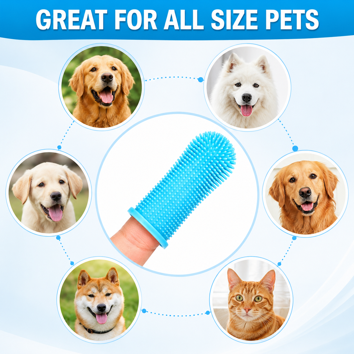 Silicone Pet Finger Toothbrushes | Soft Dog & Cat Dental Care Brush Set