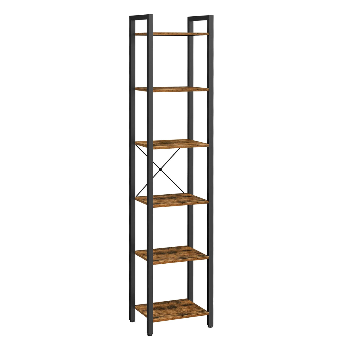 6-Tier Bookshelf - Slim Ladder Shelf Bookcase Shelving Unit for Living Room
