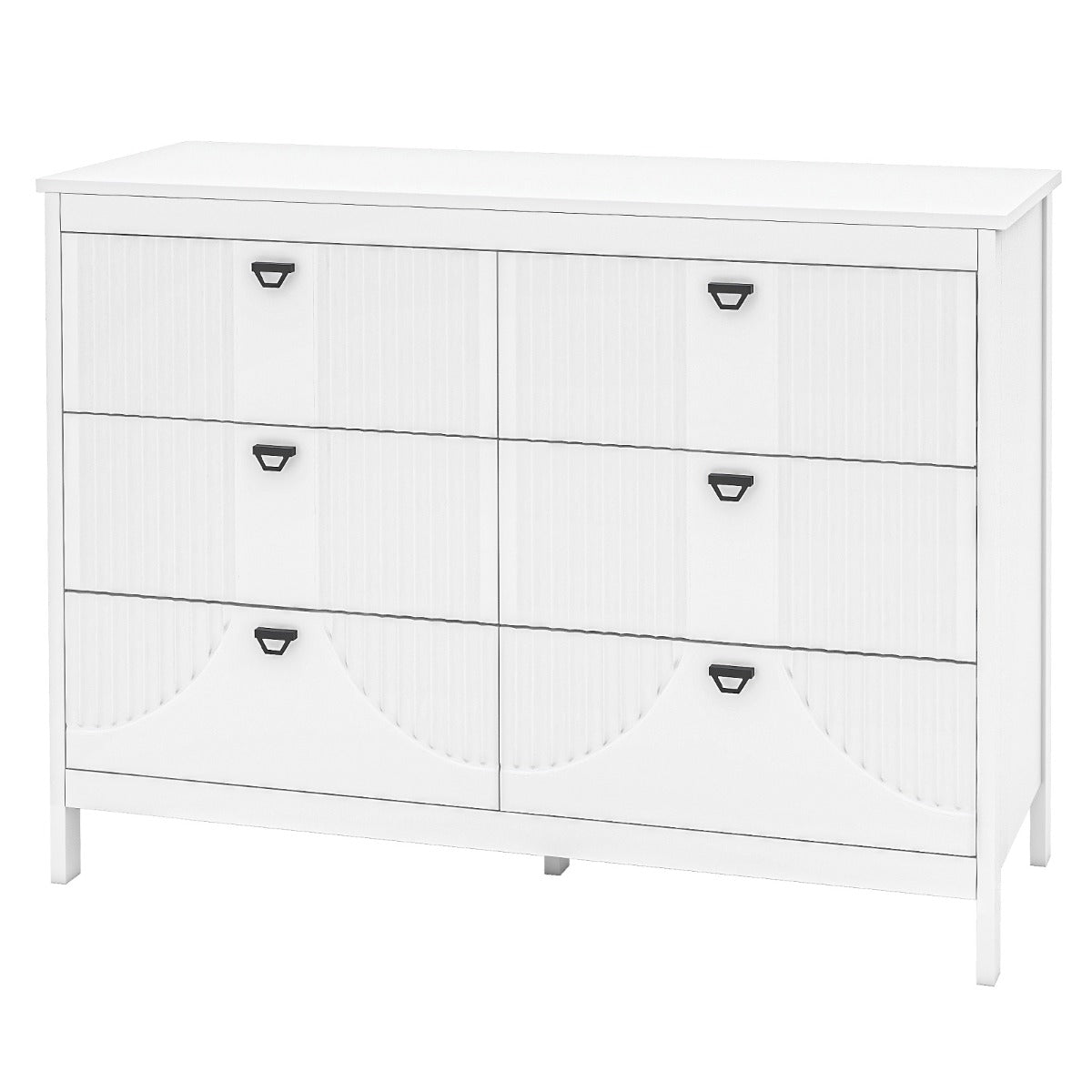 6-Drawer Wooden Chest of Drawers with Handles-white