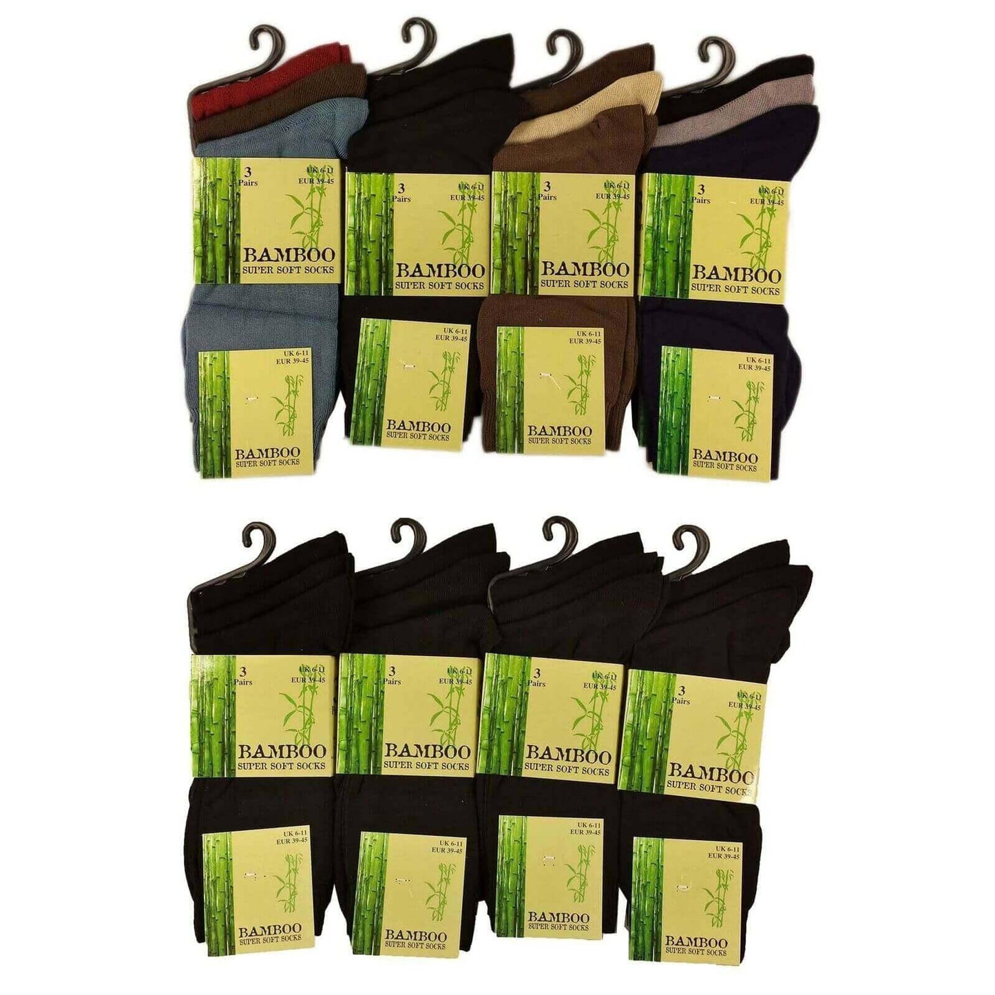 Sock Stack Men's Bamboo Socks 6 Pairs Anti Bacterial Moisture Wicking Breathable