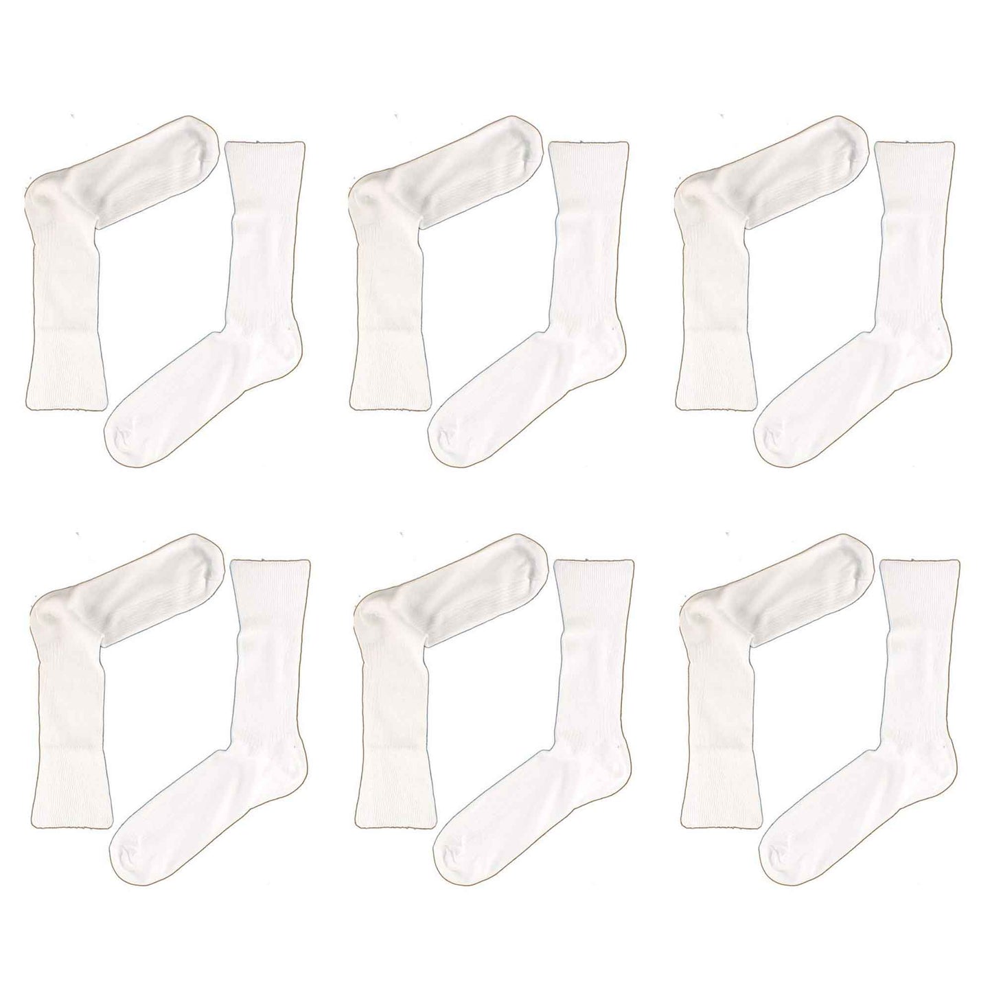 Sock Stack Mens 100% Cotton Loose Top Non Elastic Diabetic Friendly Socks 6 Pairs