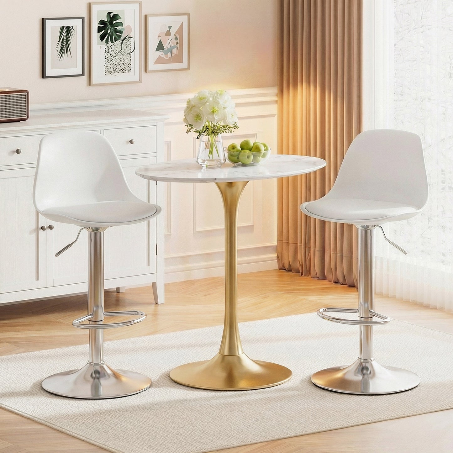 60-82 cm Seat Height Bar Stools Set of 2 with Backrests-Grey