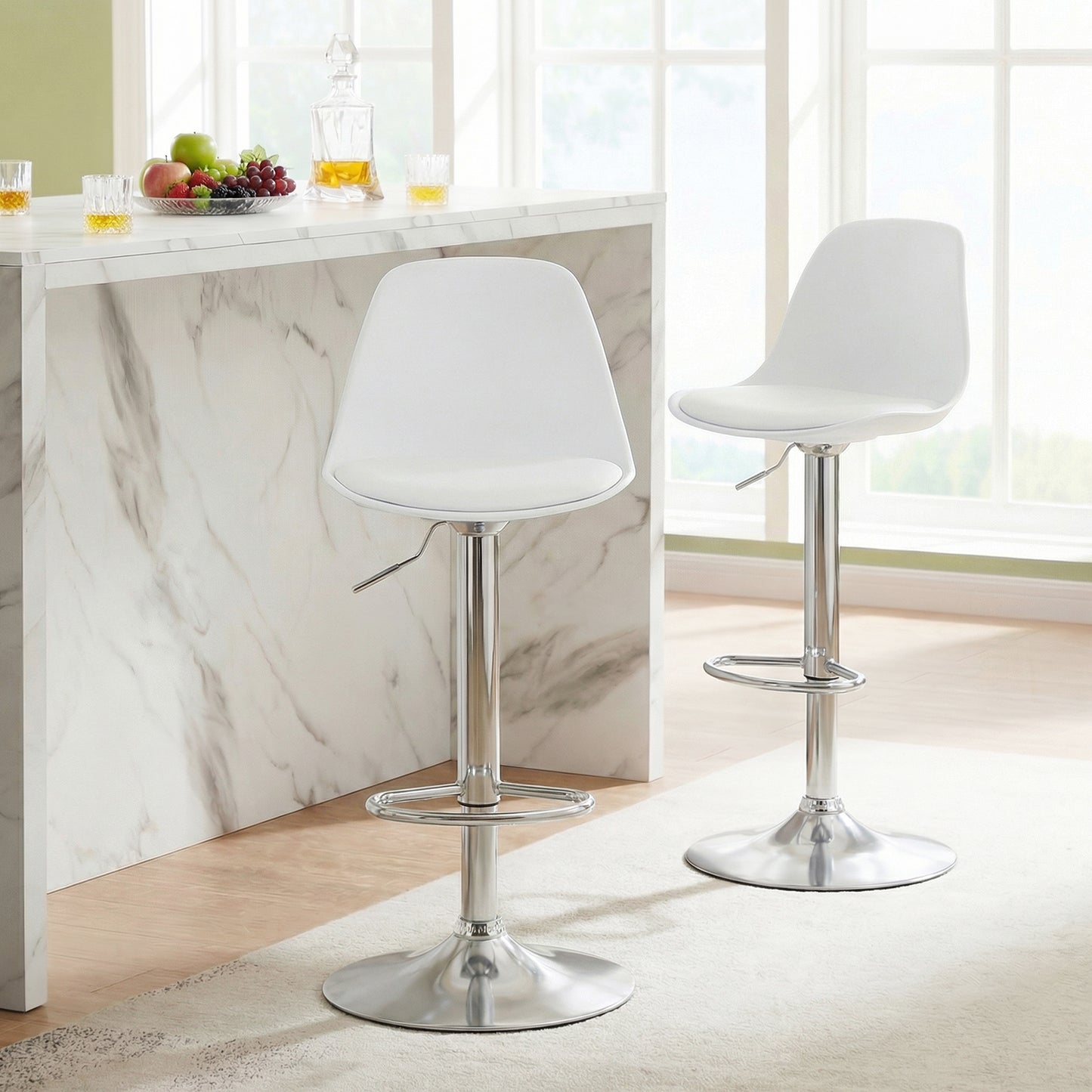 60-82 cm Seat Height Bar Stools Set of 2 with Backrests-Grey