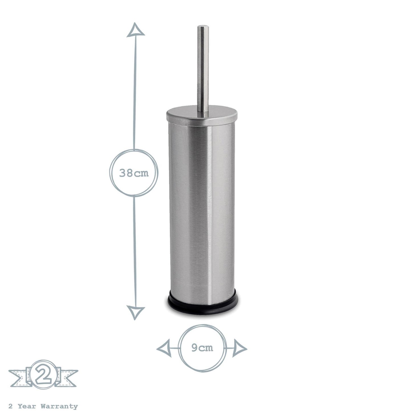 Round Brushed Stainless Steel Toilet Brush & Bin Set