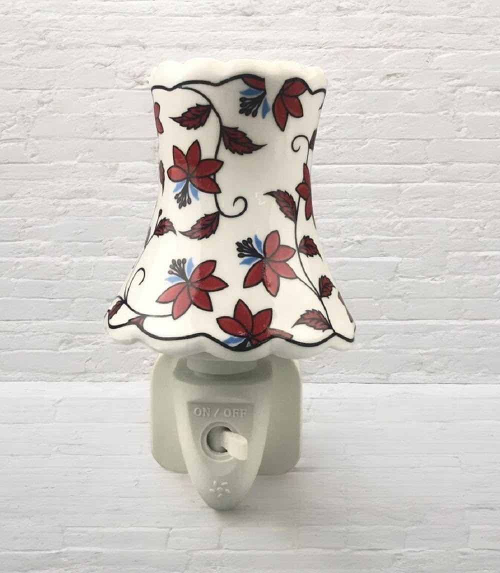 8 INCH FLORAL LED NIGHTLIGHT DARK RED WITH  VINES