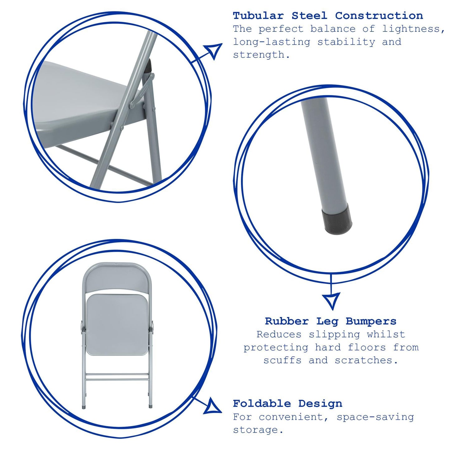 Matt Black Metal Folding Chair