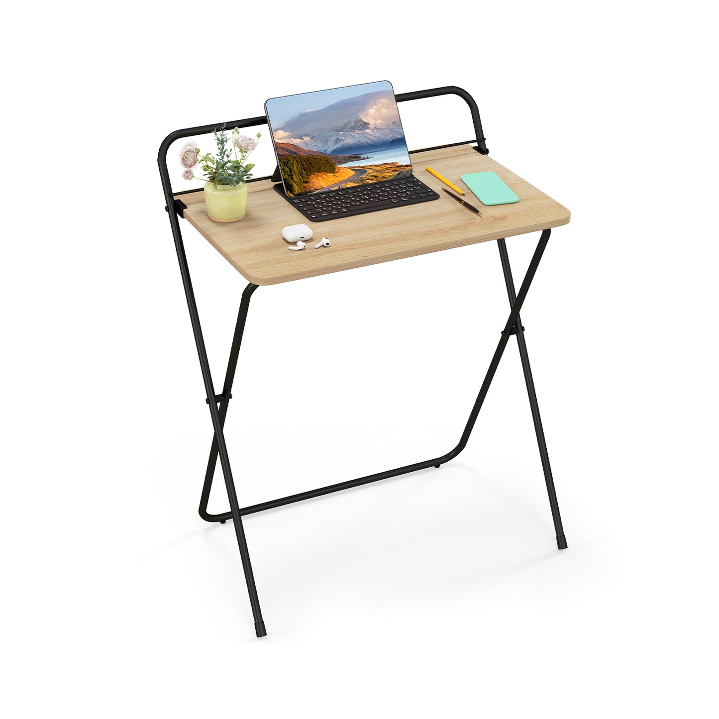 60CM Folding Computer Desk with Tablet Bracket-Grey