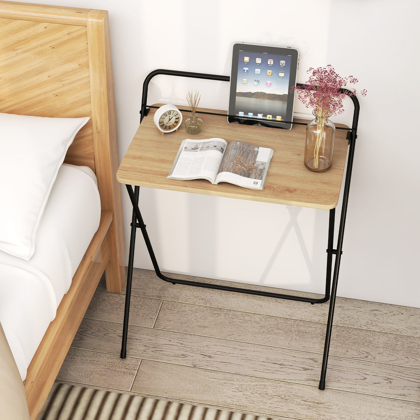 60CM Folding Computer Desk with Tablet Bracket-Grey