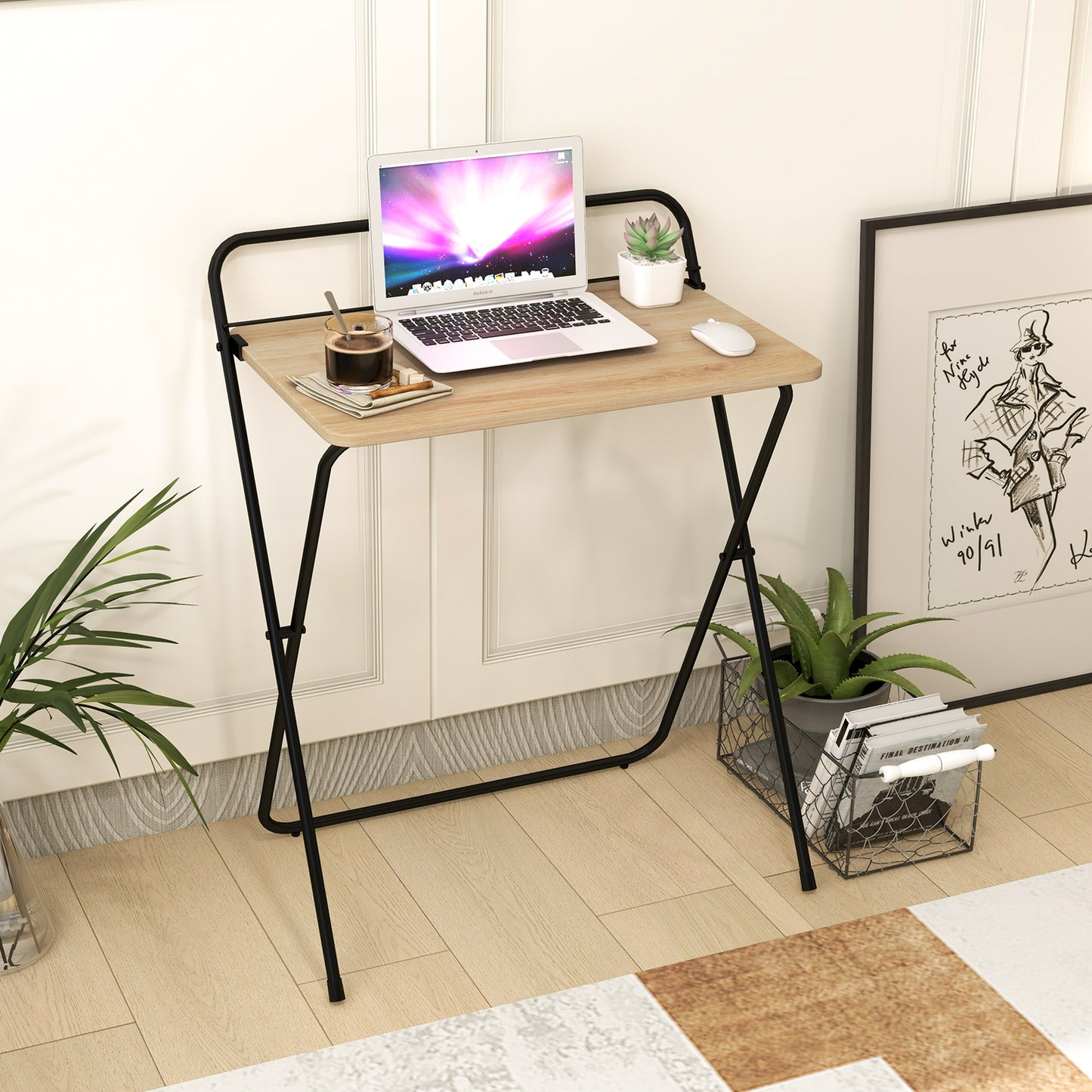 60CM Folding Computer Desk with Tablet Bracket-Grey
