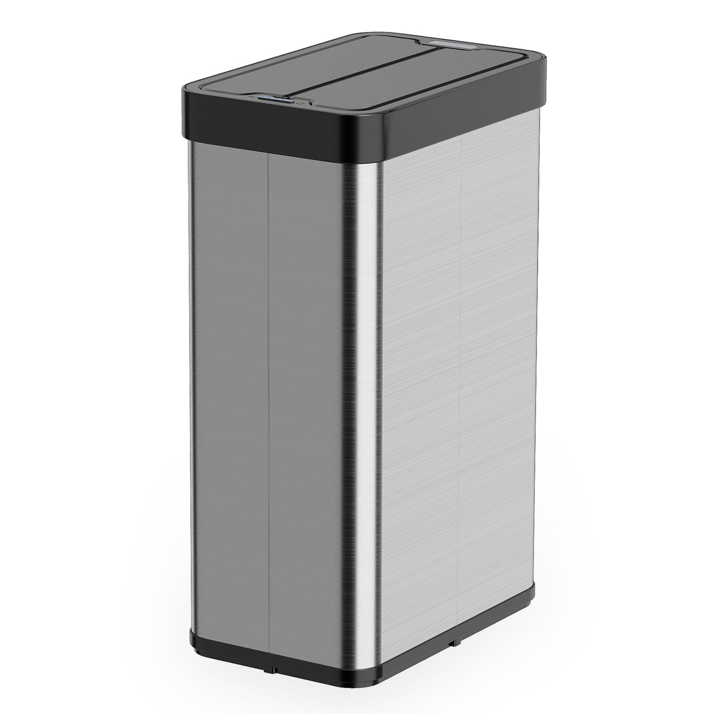 60L Trash Can with 2 Wing Lids Slim Automatic Touchless Waste Bin-Black