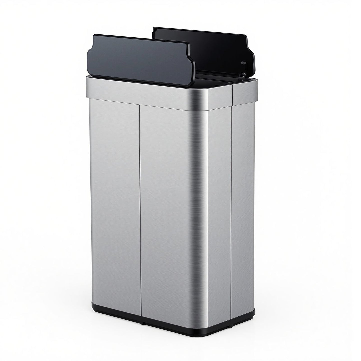 60L Trash Can with 2 Wing Lids Slim Automatic Touchless Waste Bin-Black