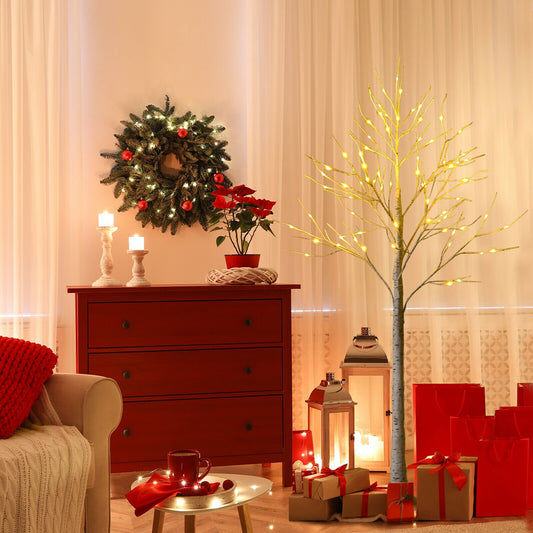 Silver Christmas Twig Tree with Warm White LED Lights for Indoor Decoration