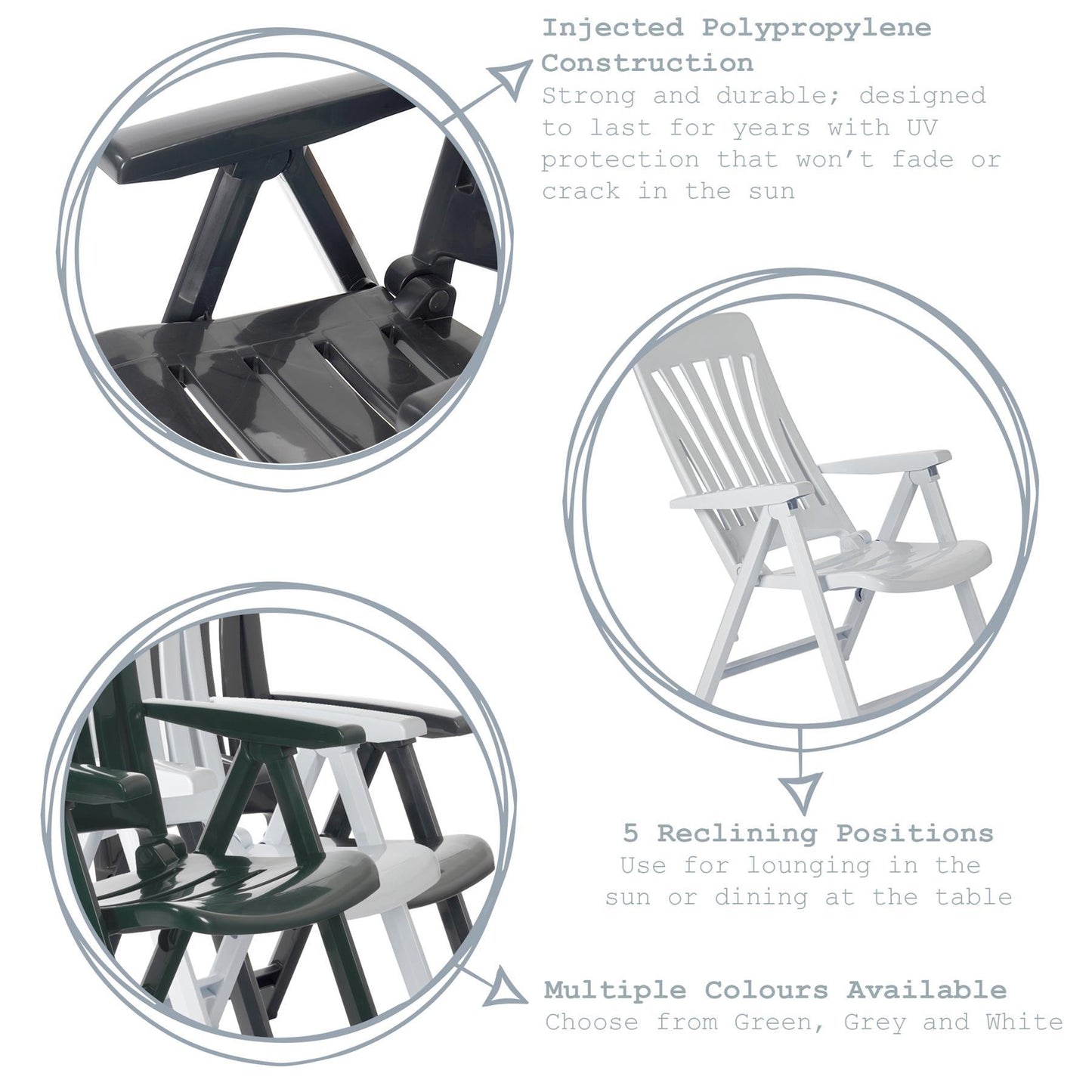 Blanes Reclining Sun Lounger Chairs - Pack of Two