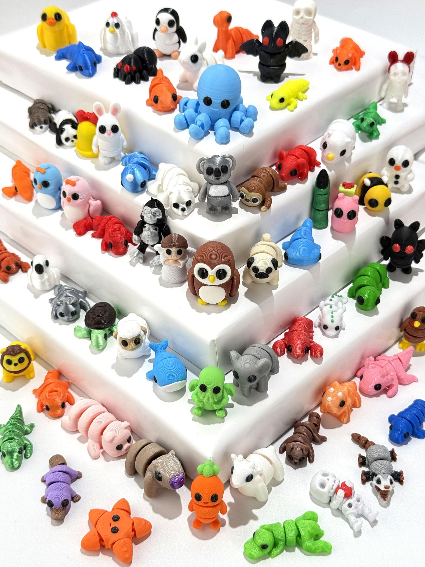 60Pcs Random 3D Printed Animals – Articulated Fidget Figurines for Kids & Collectors