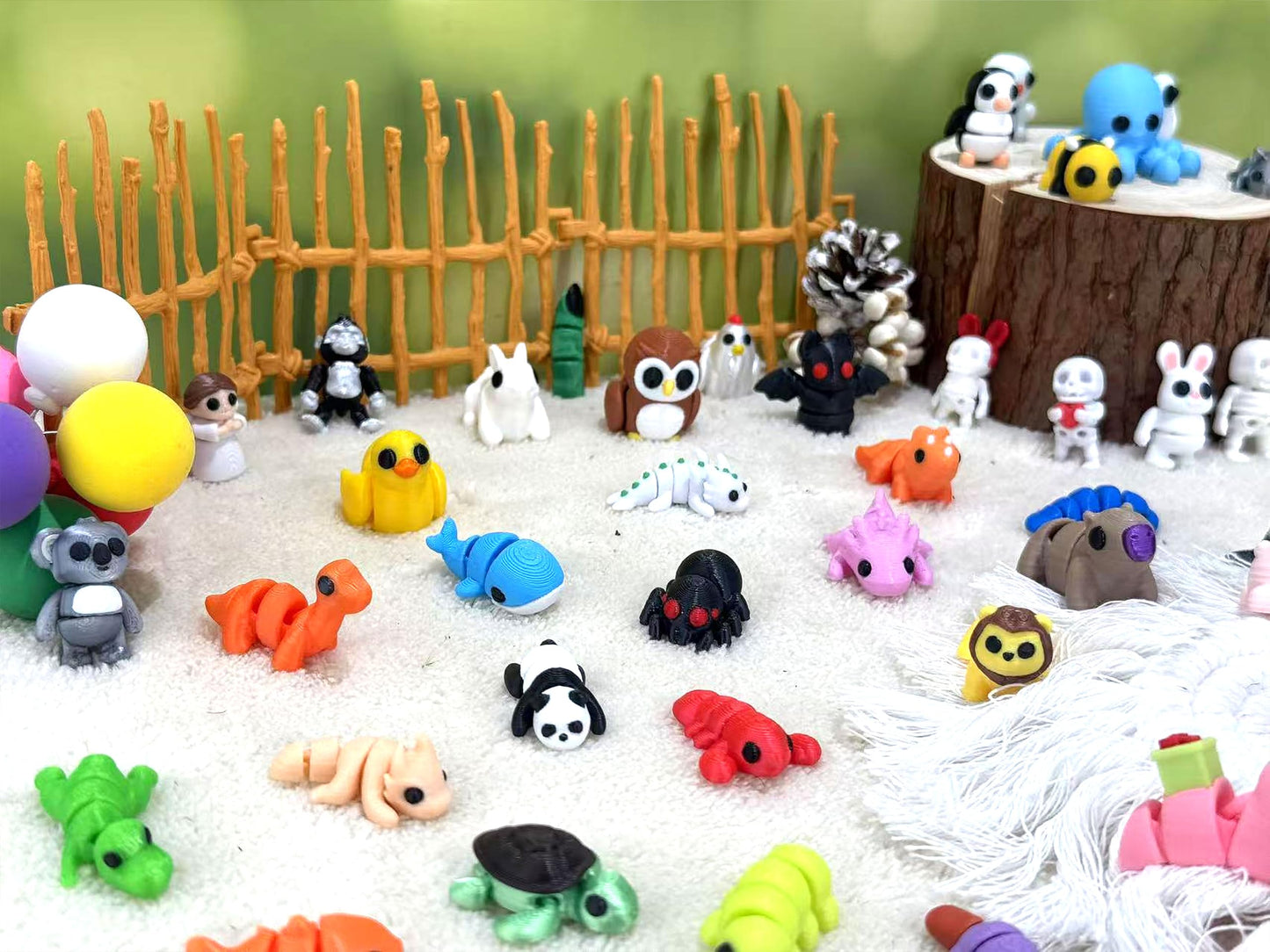 60Pcs Random 3D Printed Animals – Articulated Fidget Figurines for Kids & Collectors