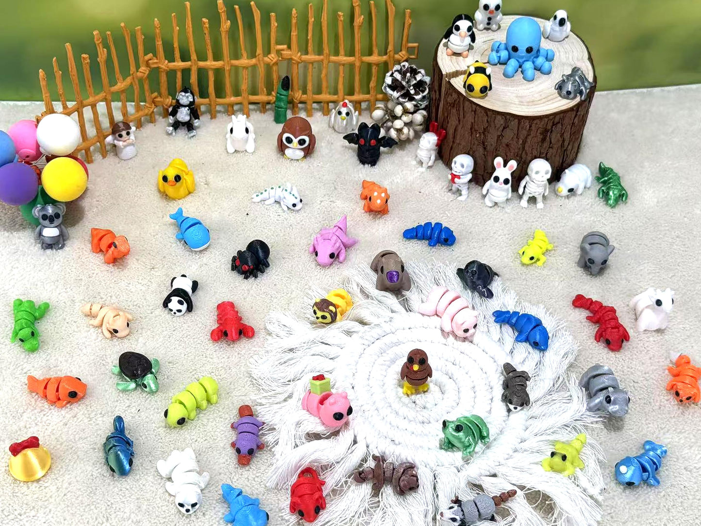 60Pcs Random 3D Printed Animals – Articulated Fidget Figurines for Kids & Collectors