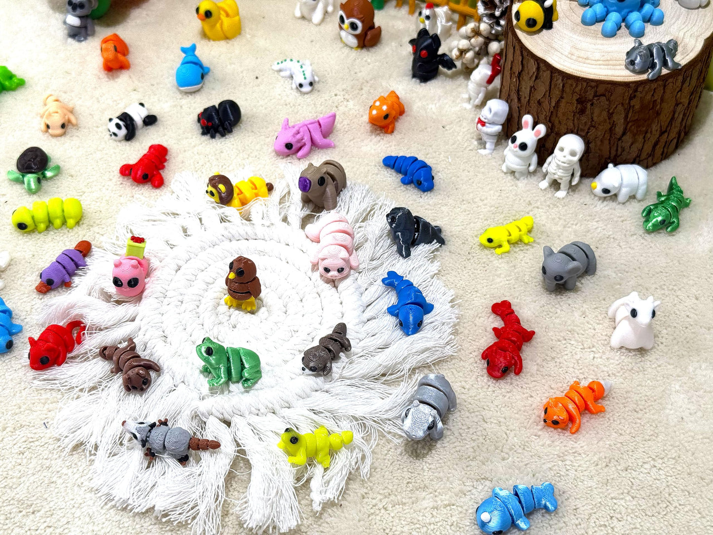 60Pcs Random 3D Printed Animals – Articulated Fidget Figurines for Kids & Collectors